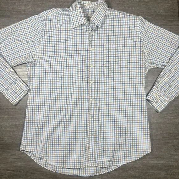 Peter Miller Men's Size XL Button Down Long Sleeve Plaid Shirt White Pre-Owned - Picture 1 of 8